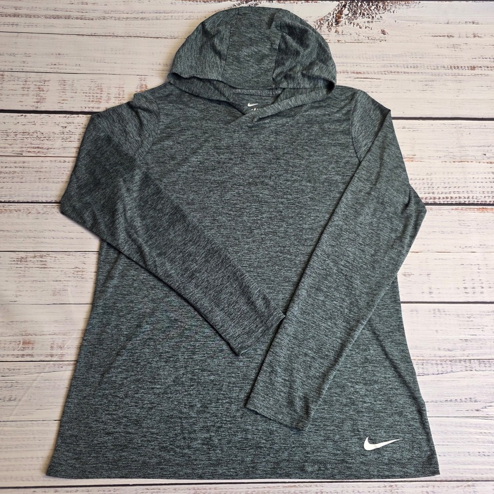 Nike Dri Fit Legend Hoodie Women Large Dark Gray Light Athletic Pullover Running
